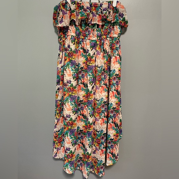 Forever 21 Women’s Plus Floral Strapless High-Low Dress Size 1XL - Picture 5 of 7